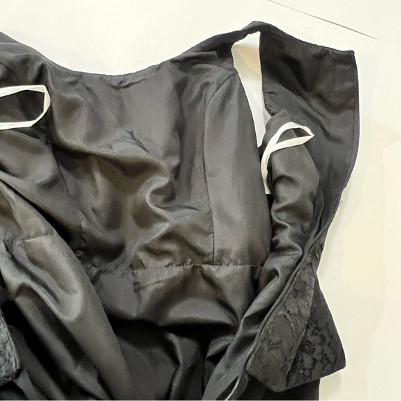 Elegant Black Lace Overlay‎ Maxi Dress Formal Evening Gown Size 10 - Picture 10 of 11